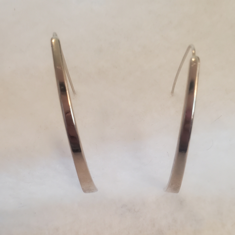 Silver-Tone Curved Threader Hoop Earrings - 2" drop